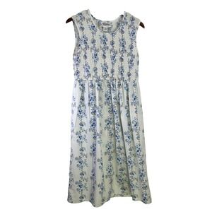 Vintage Expressions Woman's Dress Size M Blue Ditsy Floral Cottagecore 90's